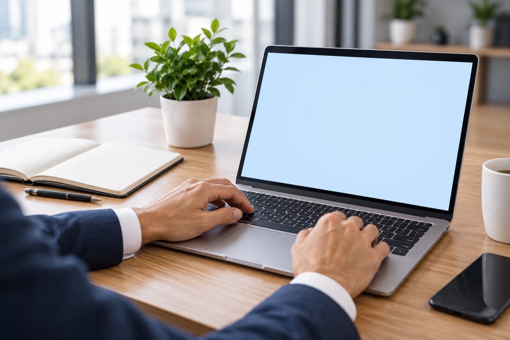 Reporte con gráficos en una laptop